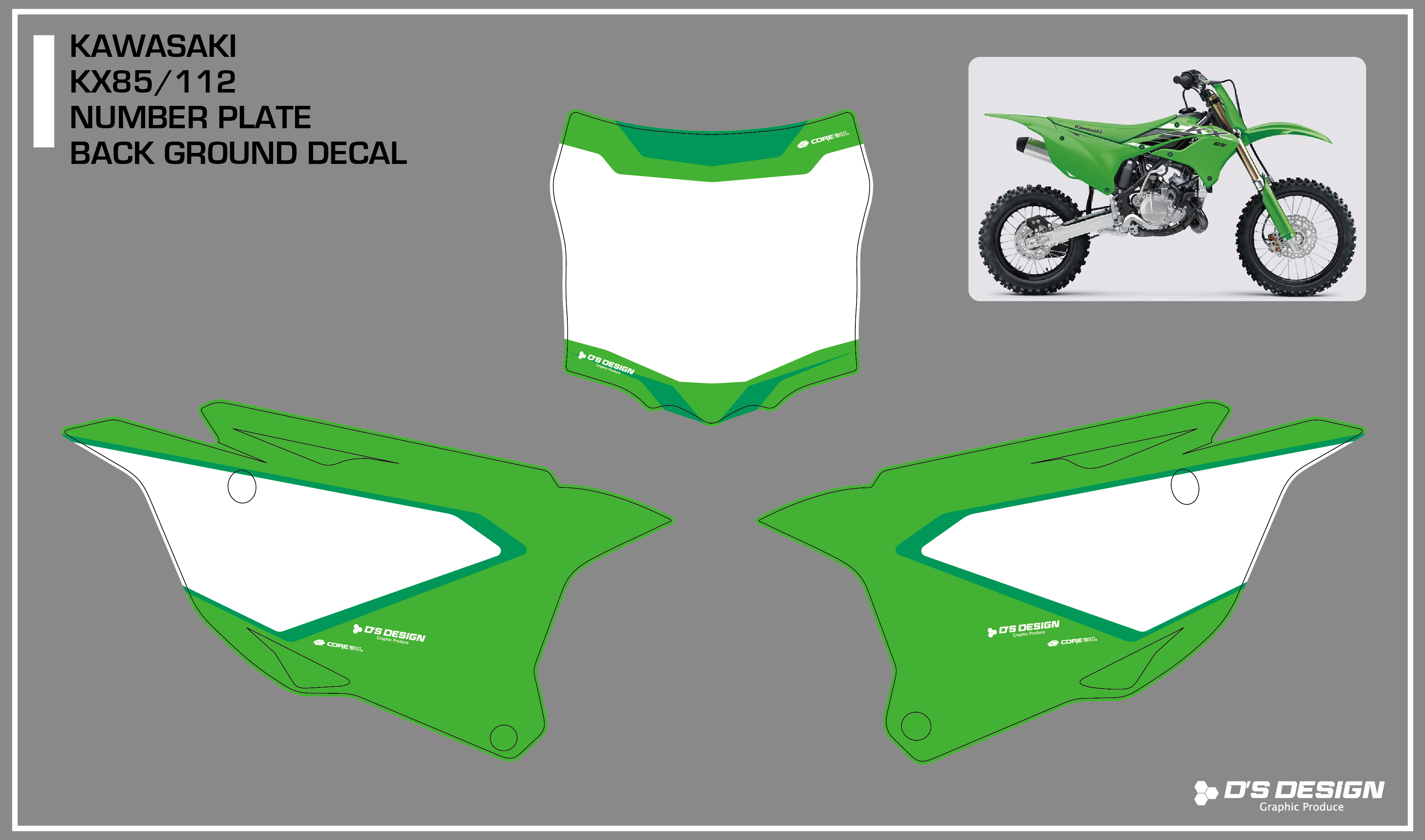 こてつデザイン KAWASAKI KX85 / KX112専用COREプロテクトゼッケンデカール – D'S