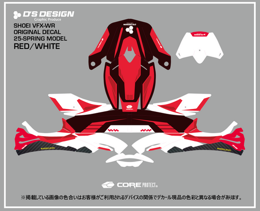 SHOEI VFX-WR専用 「25-SPRINGデザイン」 COREプロテクトデカール©【RED/WHITE】