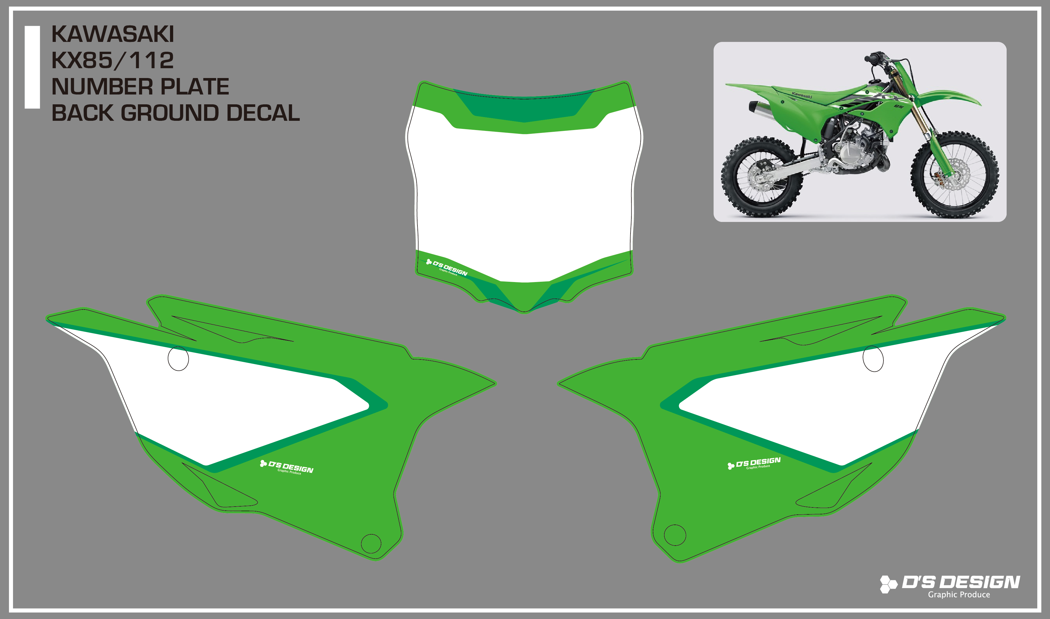 KAWASAKI KX85 / KX112専用ゼッケンデカール – D'S DESIGN オリジナル