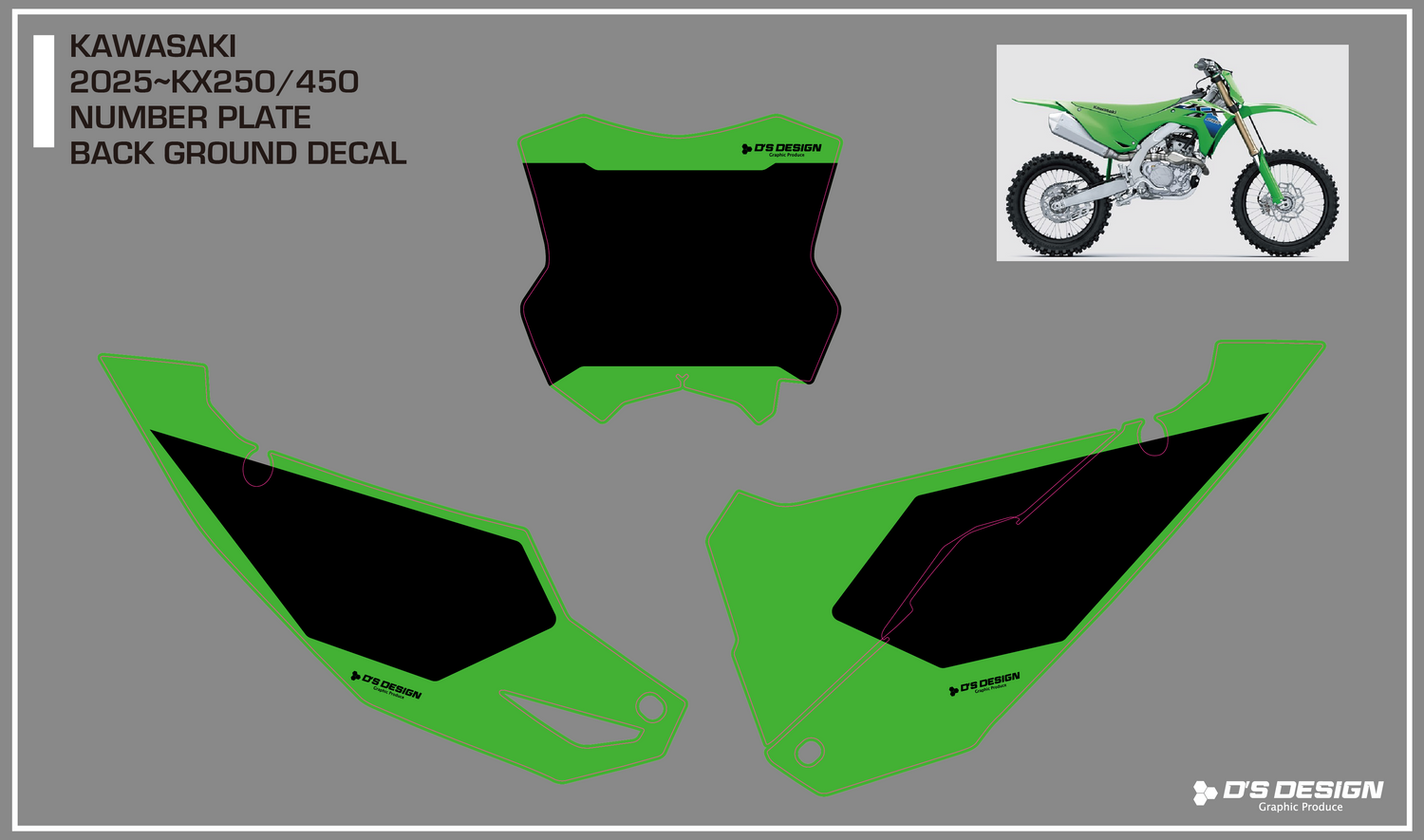 KAWASAKI KX250/450 専用ゼッケンデカール – D'S DESIGN オリジナル