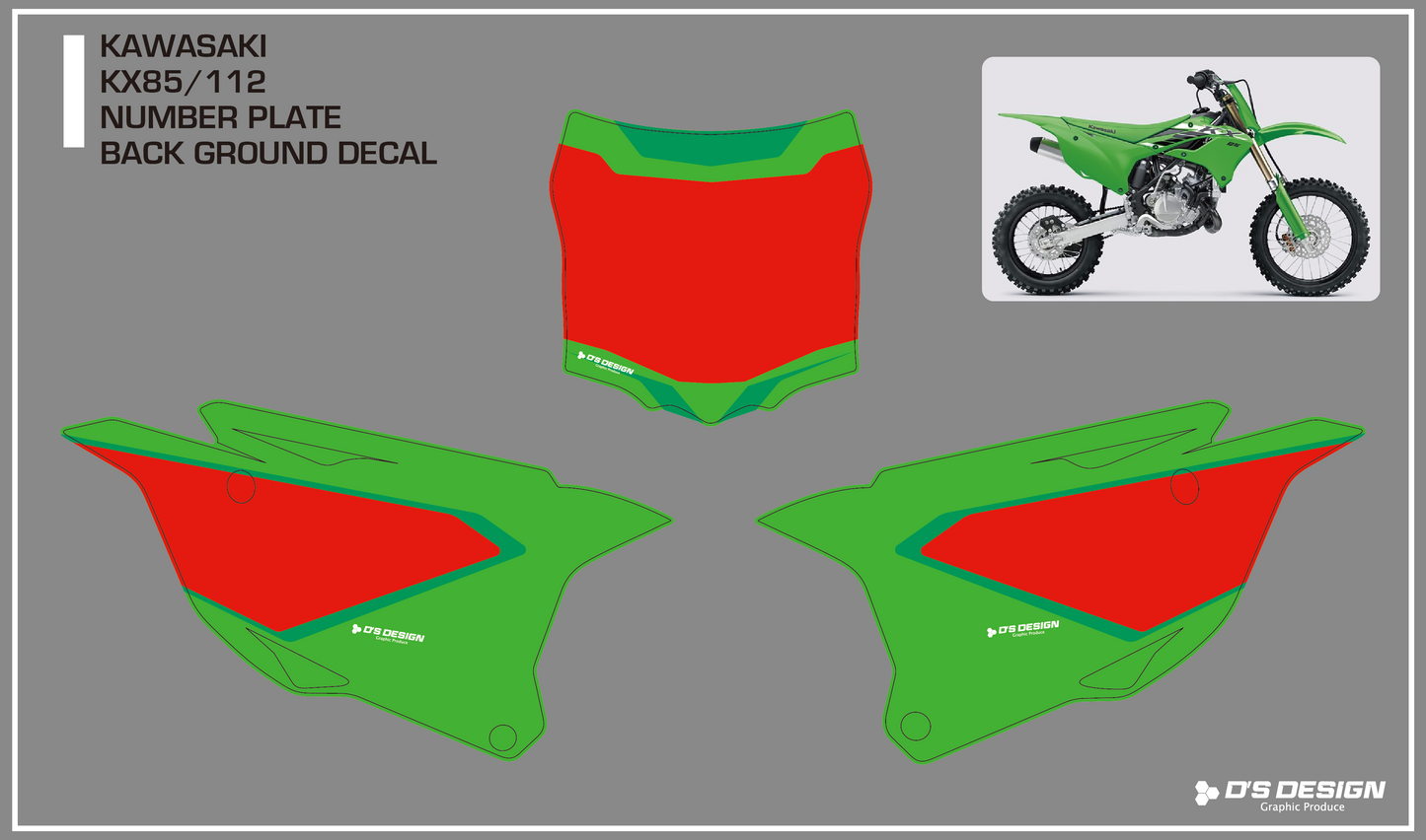 KAWASAKI KX85 / KX112専用ゼッケンデカール