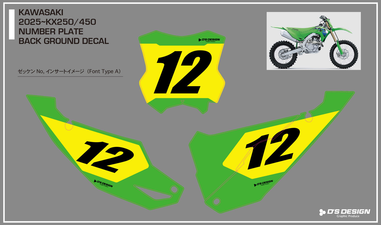 KAWASAKI KX450 / KX250 専用ゼッケンデカール【ナンバーインサート対応可】