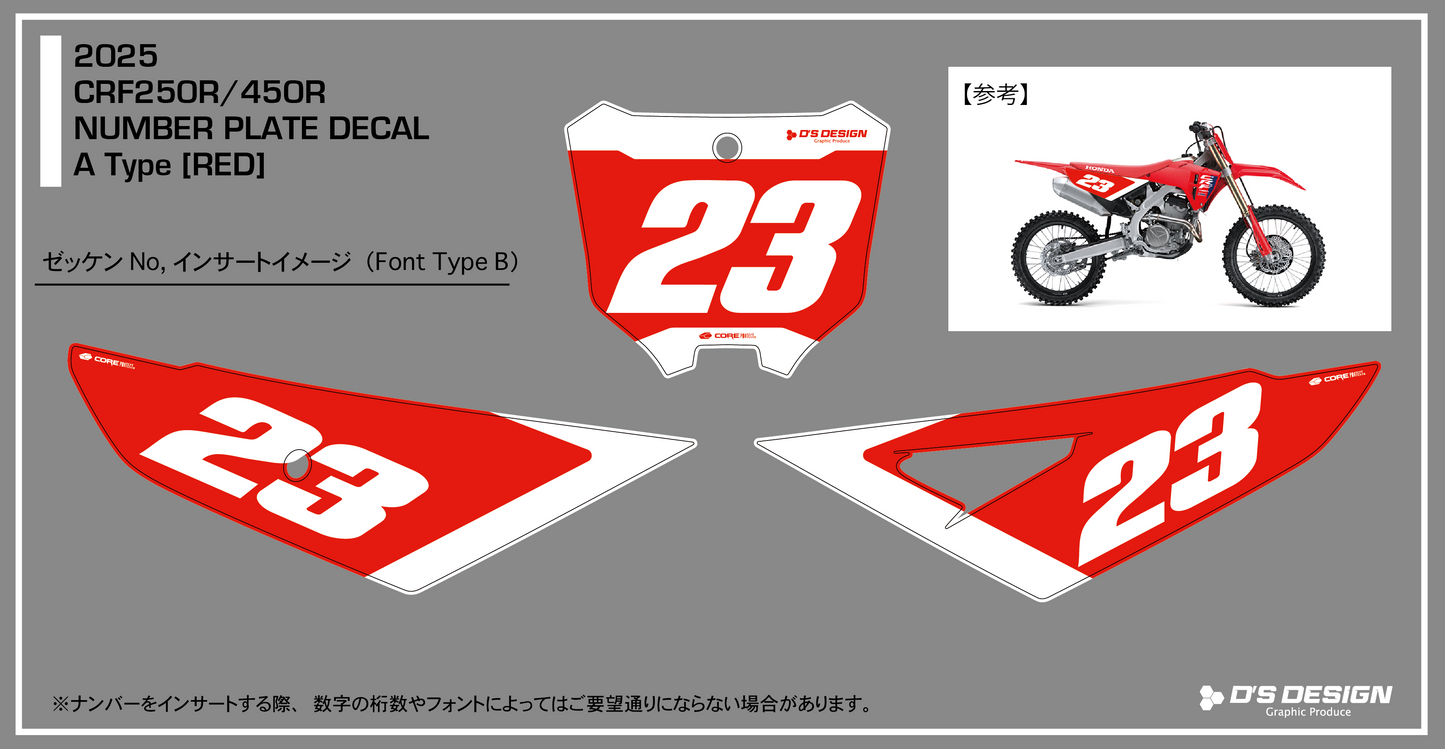 HONDA 2025~ CRF250R / CRF450R 専用COREプロテクトバックグラウンドデカール【ナンバーインサート対応可】
