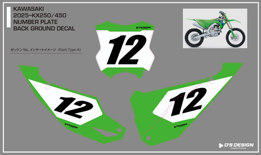 KAWASAKI KX450 / KX250 専用ゼッケンデカール【ナンバーインサート対応可】