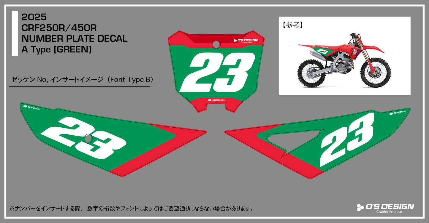 HONDA 2025~ CRF250R / CRF450R 専用COREプロテクトバックグラウンドデカール【ナンバーインサート対応可】