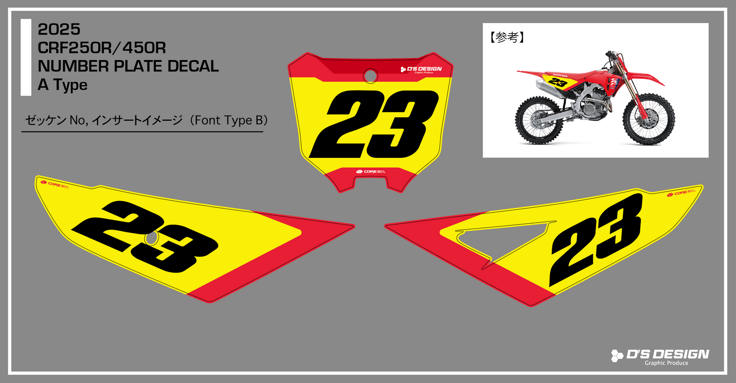 HONDA 2025~ CRF250R / CRF450R 専用COREプロテクトバックグラウンドデカール【ナンバーインサート対応可】